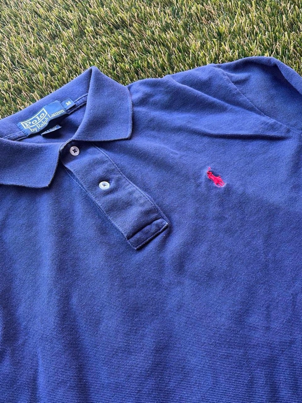 Vintage Polo by Ralph Lauren Long Sleeve Navy Blue Polo Shirt Size M